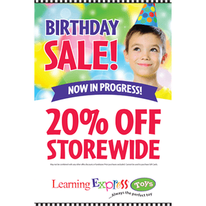 "Birthday Sale 20% Off" Signs for Learning Express - AdVision Signs