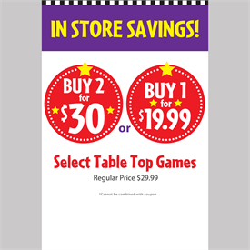 Select Table Top Games In Store Savings Signs For Learning Express - AdVision Signs