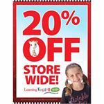 "20% Off Storewide" (Red) Signs for Learning Express - AdVision Signs